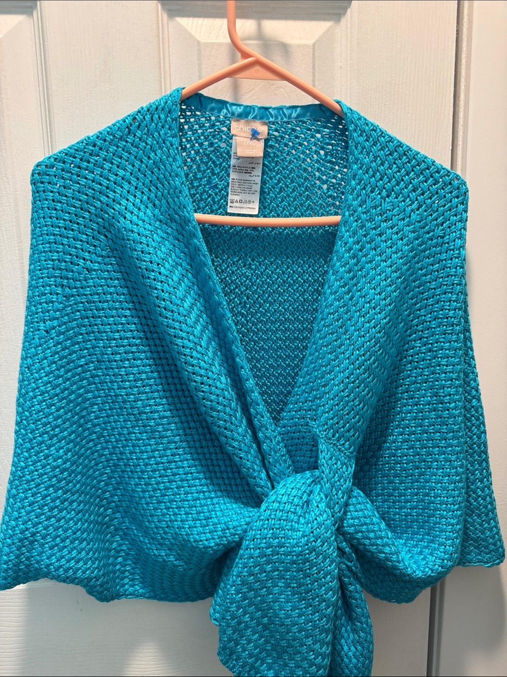 Chico's Teal Knit Tie-Front Wrap